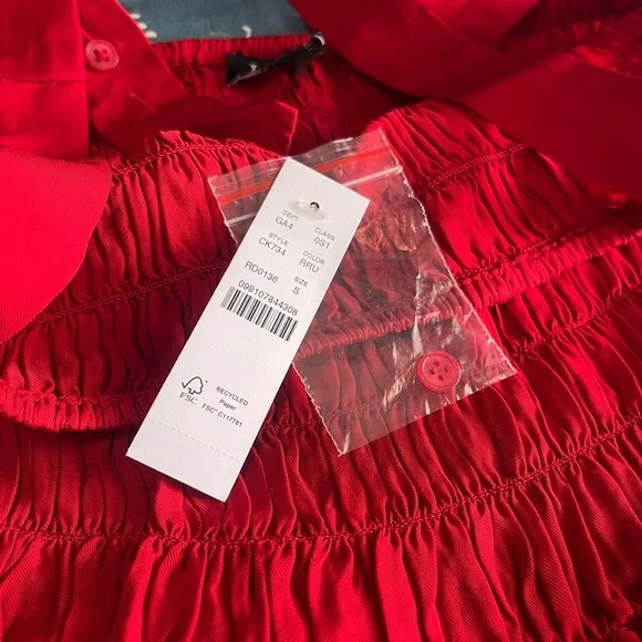 J Crew Red Ruched Maxi Midi Dress Sz Small Spring Wedding Vacation Cruise Beach - Picture 9 of 14